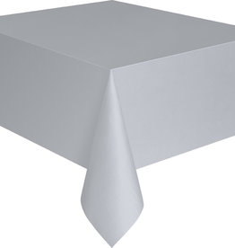 Silver Plastic Rectangle Tablecloth, 54" x 108"