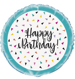 Happy Birthday Polka Dot Triangle Foil Balloon 18"