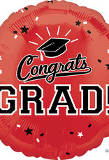 18" Red "Congrats Grad!" Mylar
