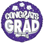18" Purple "Congrats Grad" Mylar with Diploma