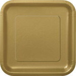 Gold 7" Square Plates, 16ct