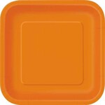 Pumpkin Orange 9" Square Plates, 14ct