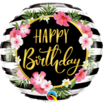 "Happy Birthday" Tropical Stripes 18" Foil Balloon