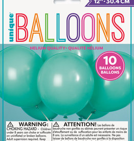 12" Latex Balloons 10ct - Seafoam Aqua