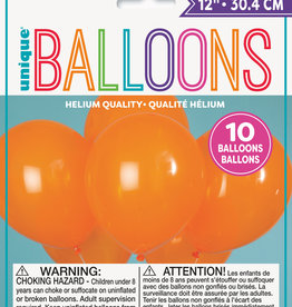 12" Latex Balloons 10ct - Pumpkin Orange