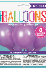 12" Latex Pearlized Balloons 8ct - Lavender