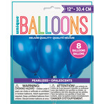 12" Latex Pearized Balloons 8ct - Sapphire Blue