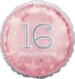 Pink 16th Birthday Foil Balloon 18"