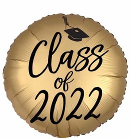 "Class of 2022" Gold Satin Grad 18" Foil Balloon