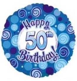 Blue 50th Birthday Mylar Balloon 18"
