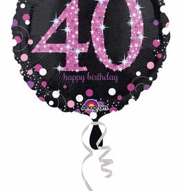 Pink Polka Dot 40th Foil Balloon 18"