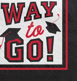 Graduation "Way To Go!" Red Beverage Napkins, 40ct