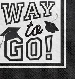 Graduation "Way To Go!" White Beverage Napkins, 40ct
