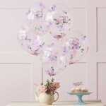 Floral Confetti 12" Latex Birthday Balloons, 5ct