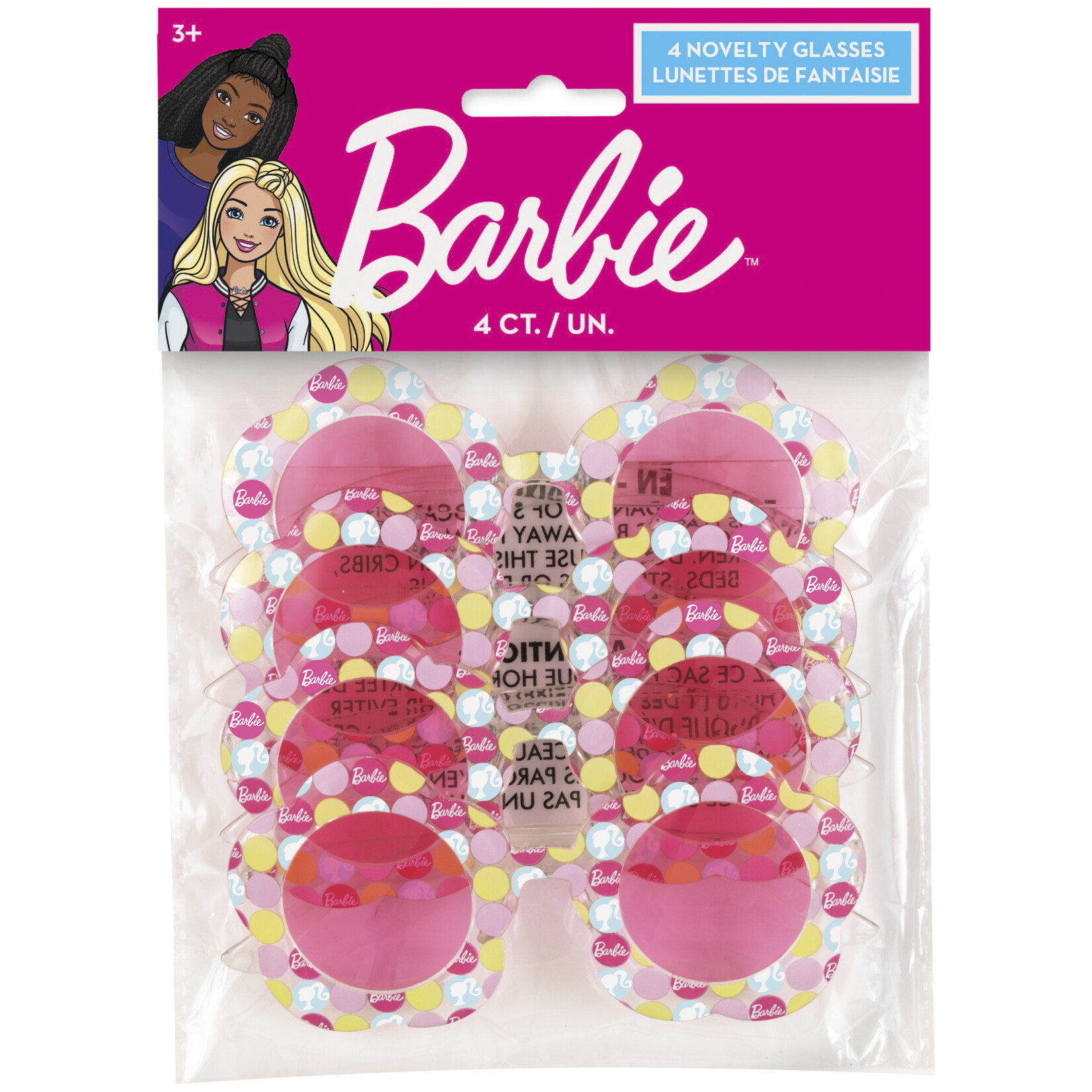Barbie Flower Shaped Novelty Glasses, 4ct