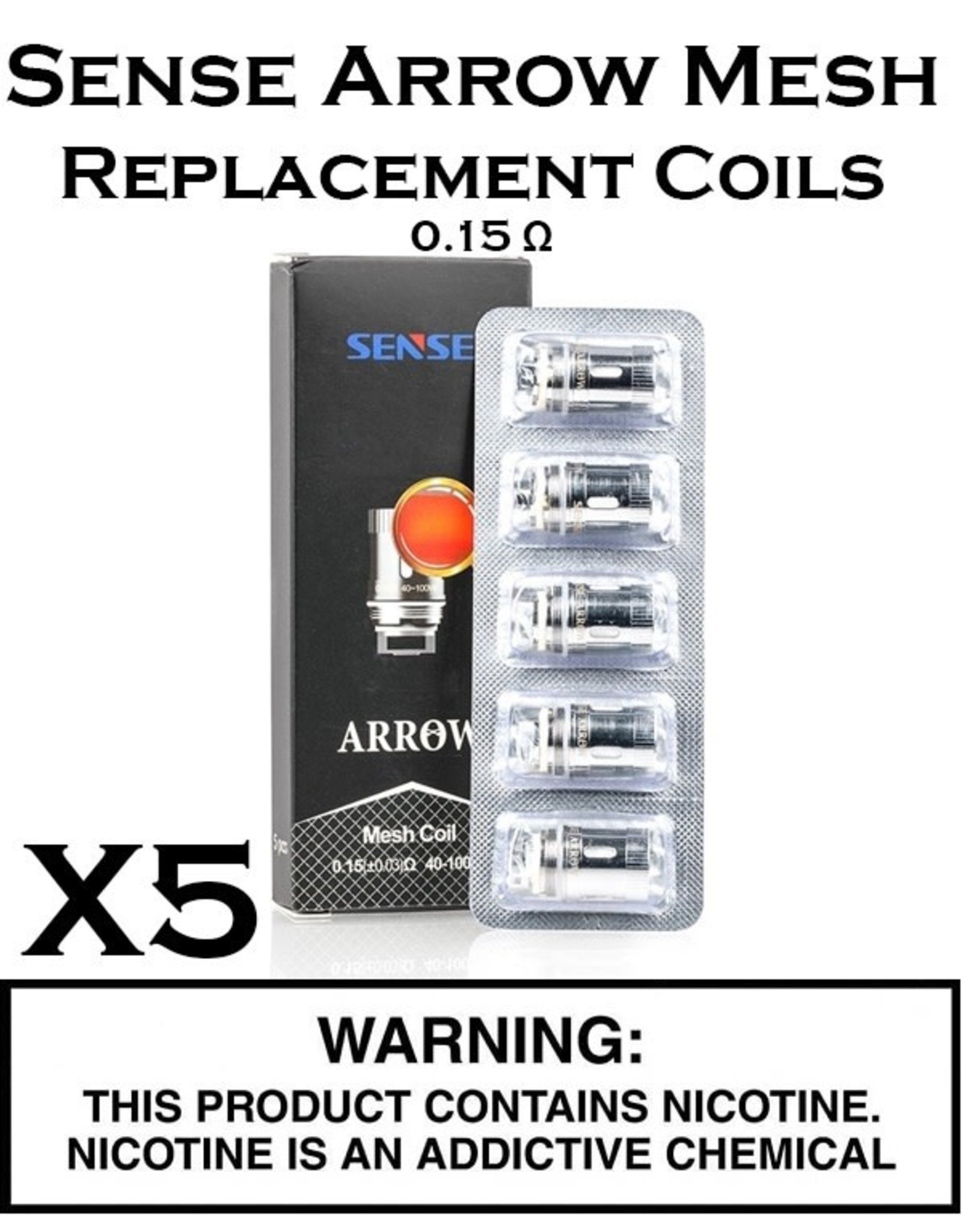 Sense Sense Arrow Mesh Replacement Coils (Arrow Tank, V-Jet)  - Pack of 5