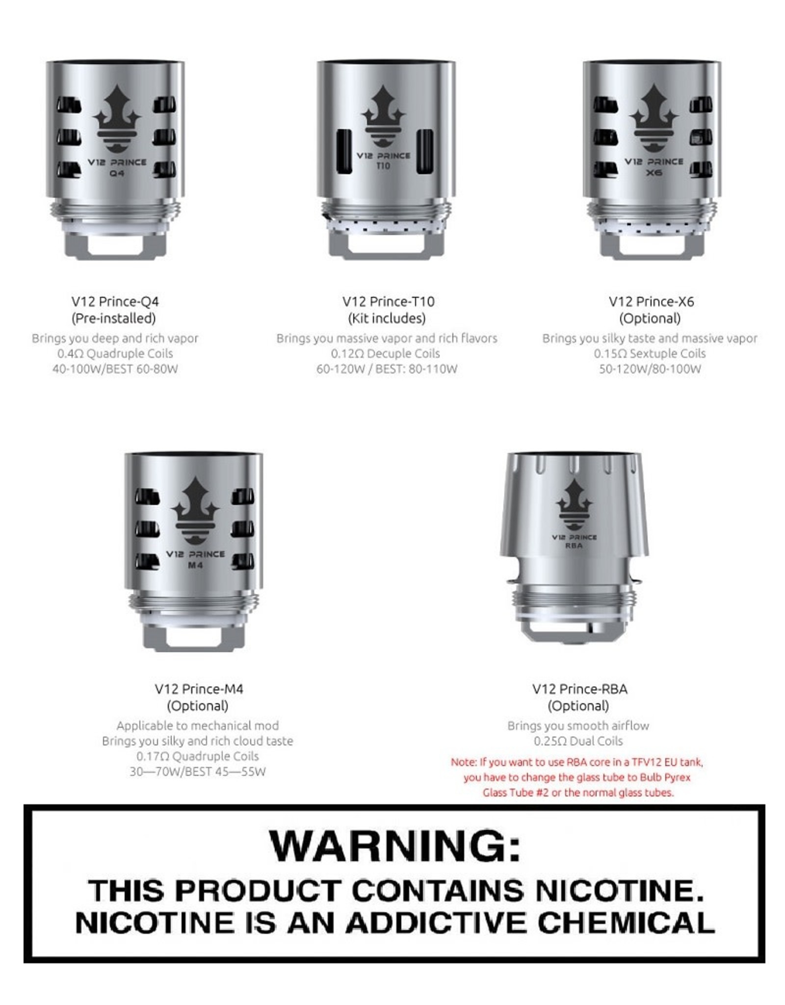 Smok SMOK TFV12 Prince Tank Replacement Coils - Pack of 3