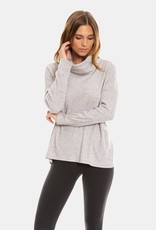 dylan fuzzy flecked fleece cowl neck top
