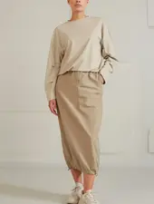 YAYA Nylon cargo midi skirt with elastic cords