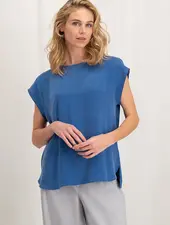 YAYA Bi-material short sleeve top