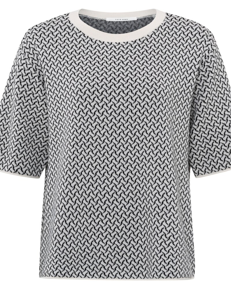 YAYA Jacquard knitted t-shirt