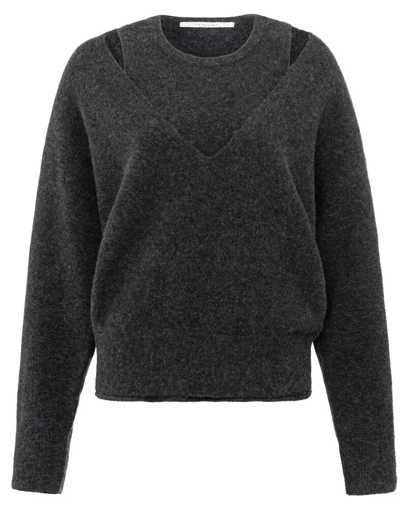 YAYA Deep v-neck sweater with top