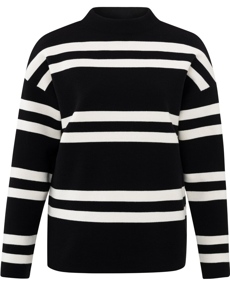 YAYA Block stripe sweater high neckline