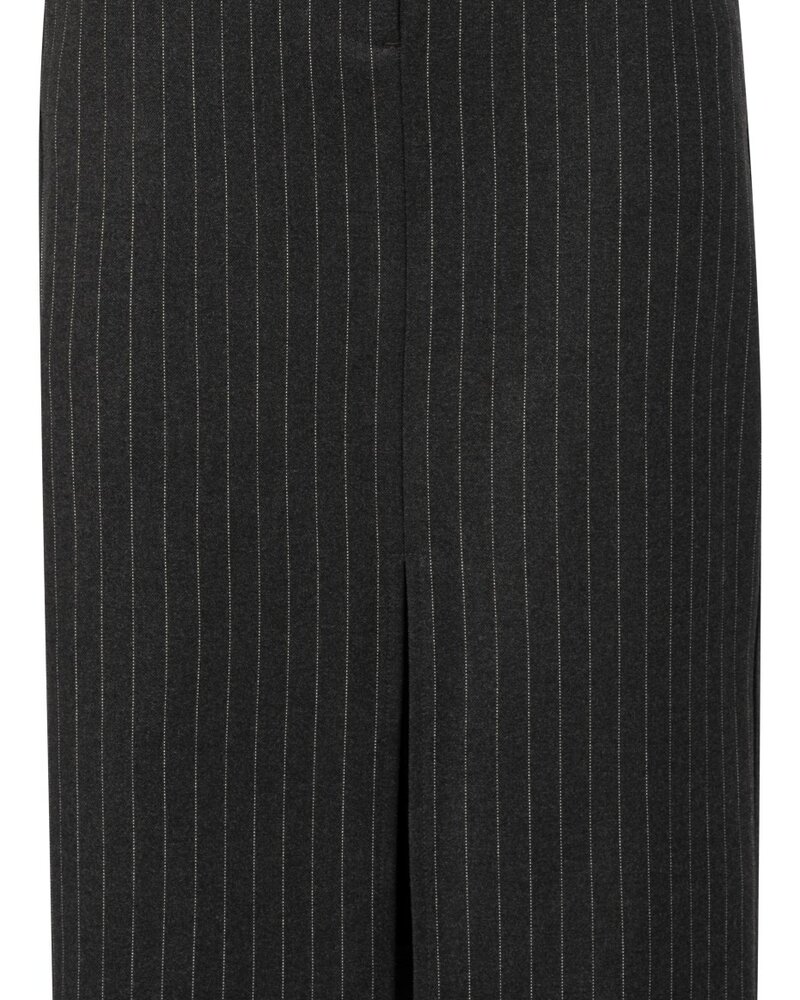 YAYA Soft woven pinstripe midi skirt with slit