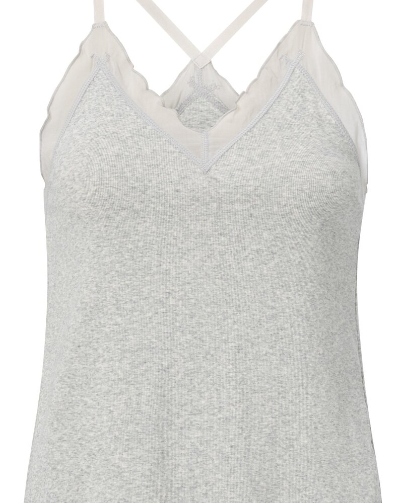 YAYA Rib singlet with woven details