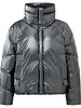 YAYA Oversized cropped nylon metallic puffer jacket with cords