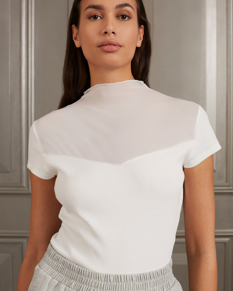 YAYA Cap sleeve top with transparent details