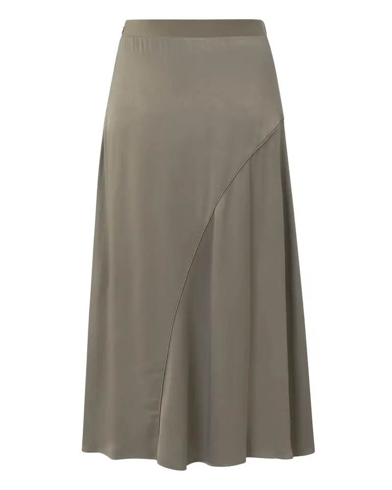 YAYA A-line satin skirt with asymmetrical seam and belt