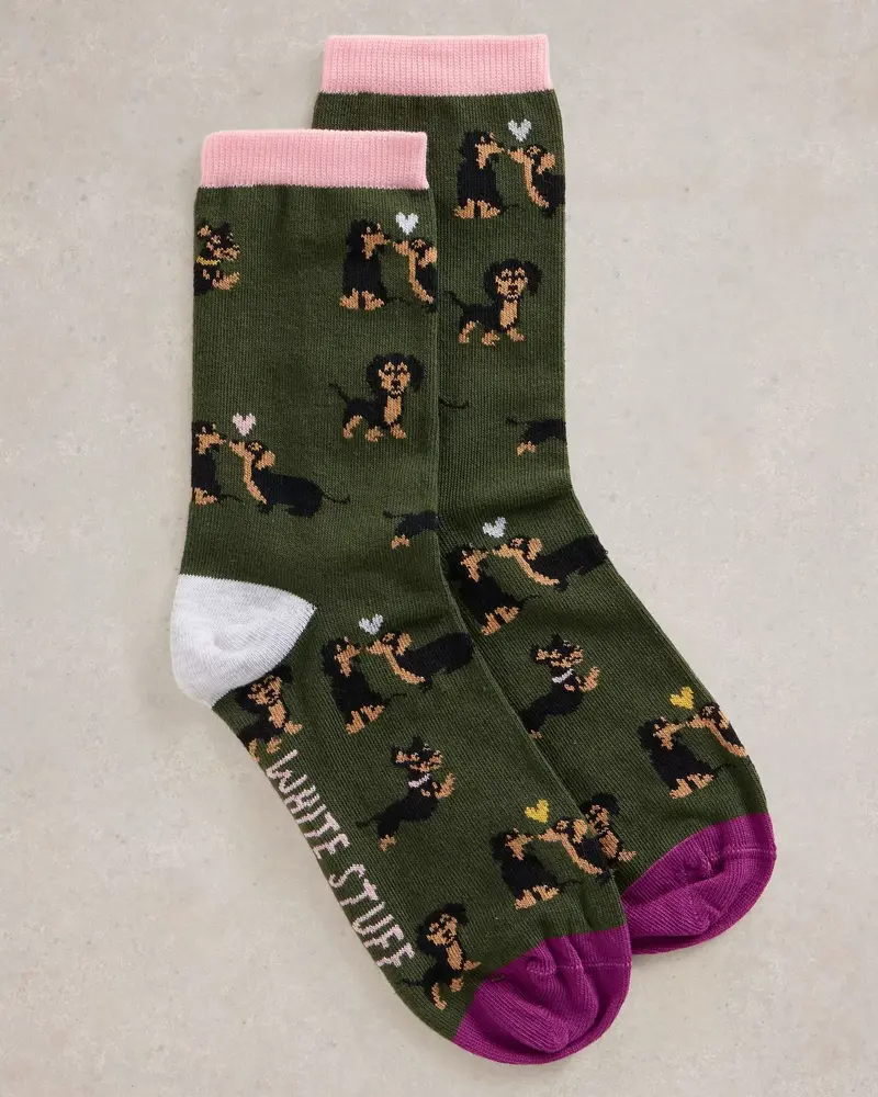 White Stuff Femme KISSING SAUSAGE DOG ANKLE SOCK