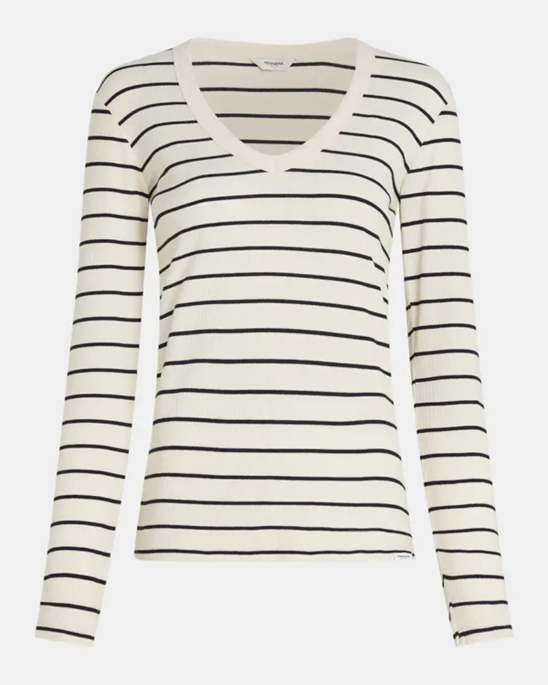 Penn & ink Longsleeve stripe v neck top