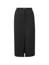 YAYA Soft woven pinstripe midi skirt with slit