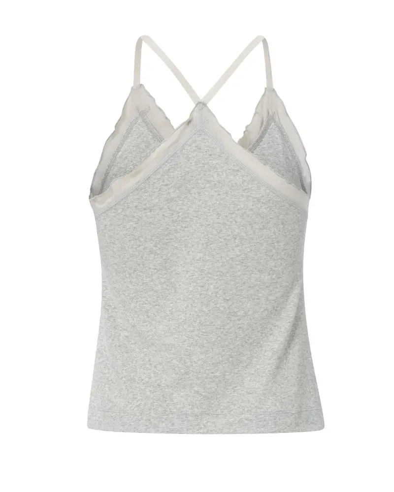 YAYA Rib singlet with woven details