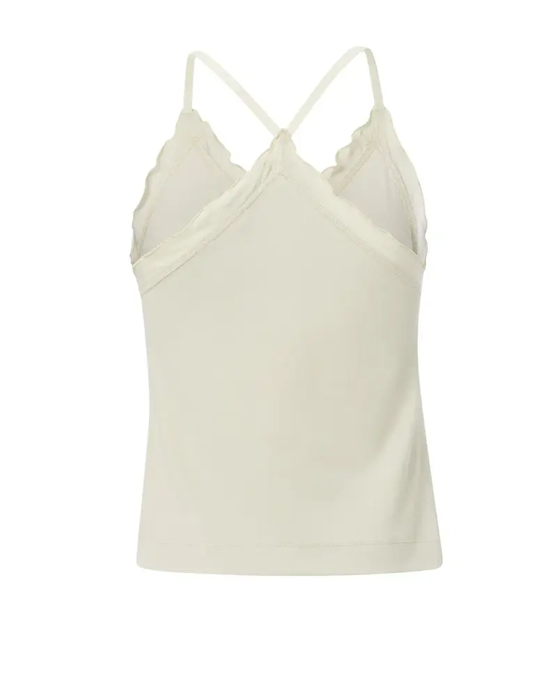 YAYA Rib singlet with woven details