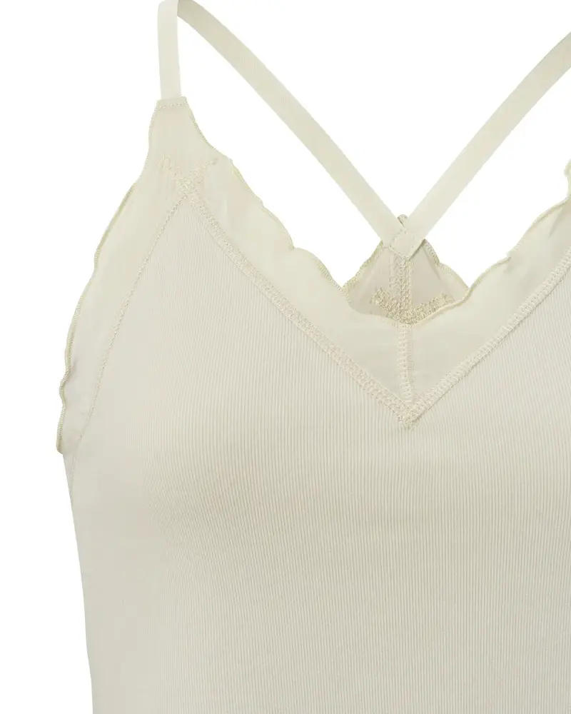 YAYA Rib singlet with woven details