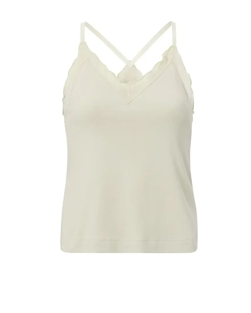 YAYA Rib singlet with woven details