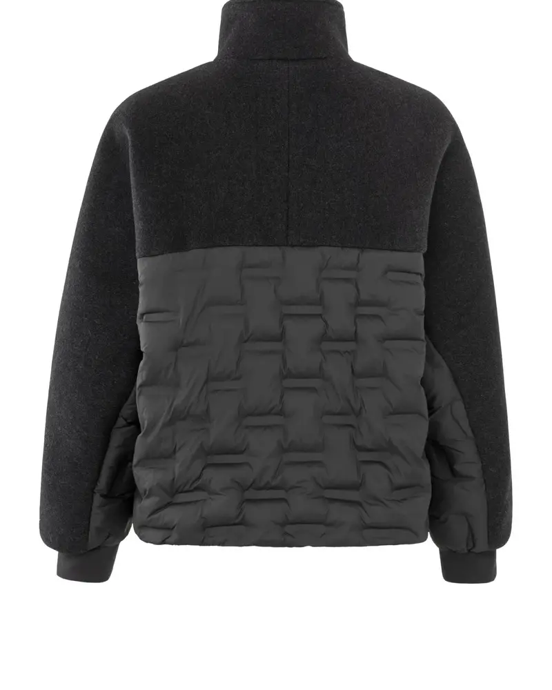 YAYA Oversized cropped wool mix jacket with nylon contrast detail