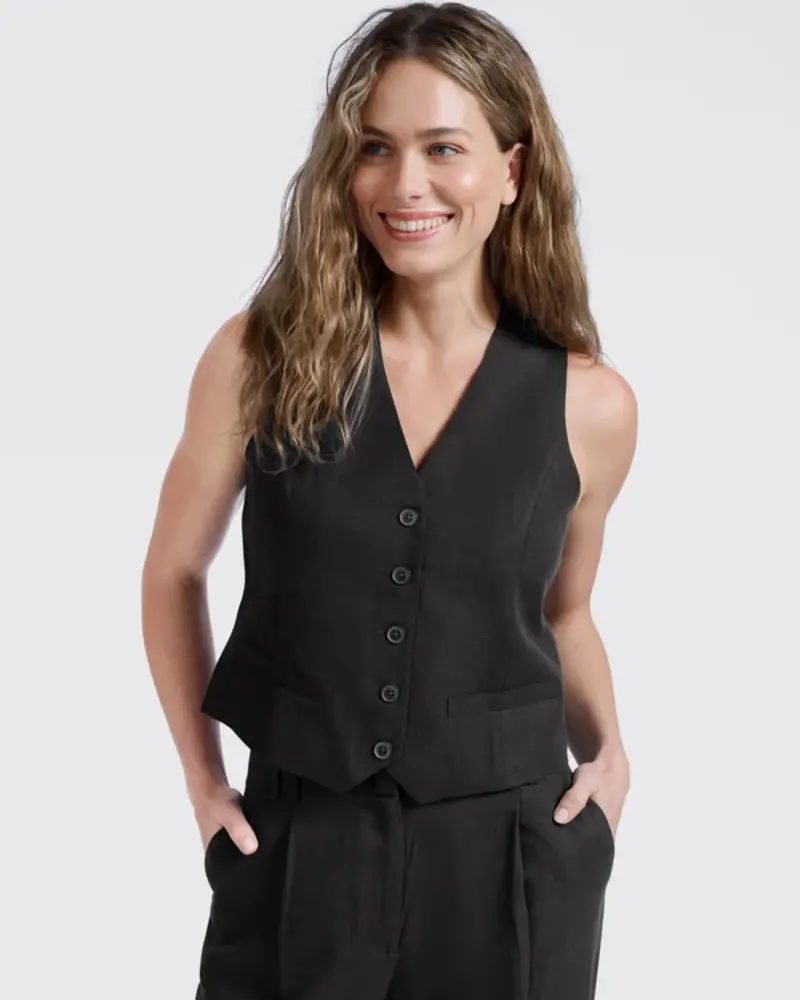 YAYA GILET EN LIN