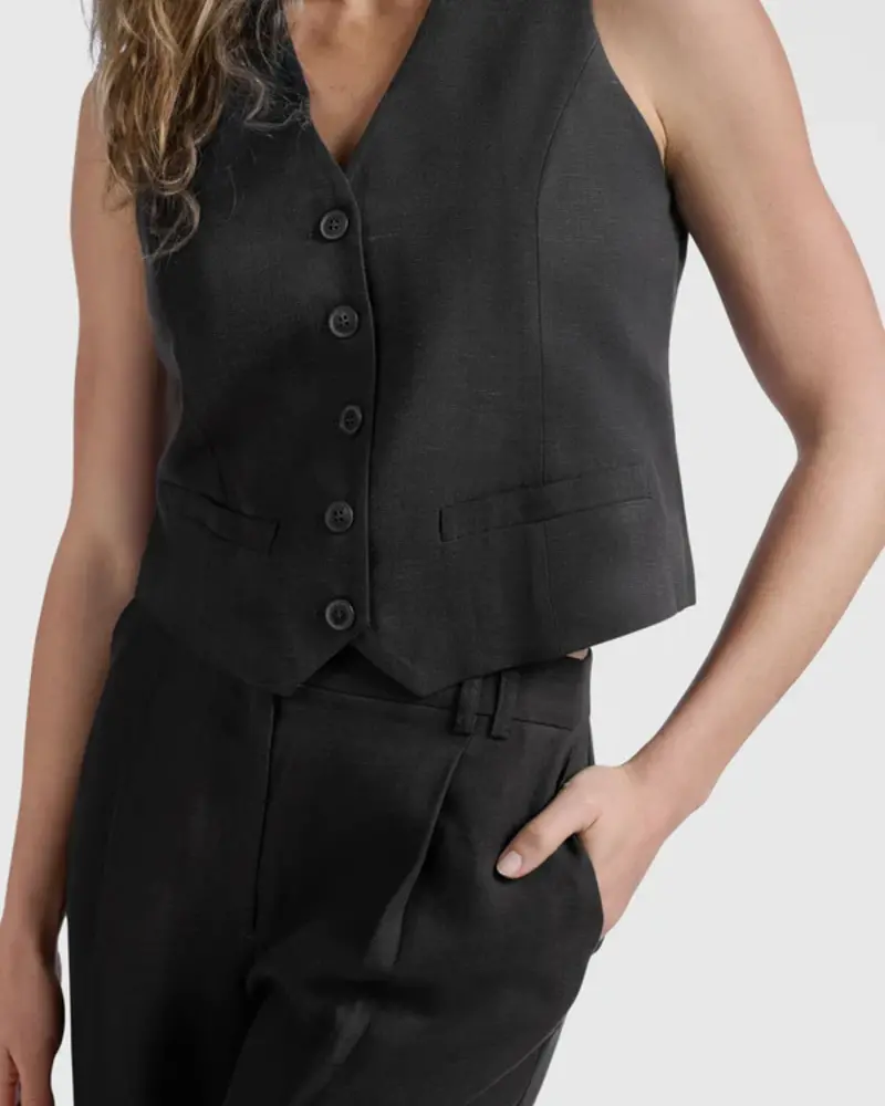 YAYA GILET EN LIN