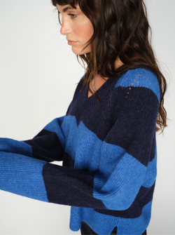 MMTACI STRIPE LS V-NECK