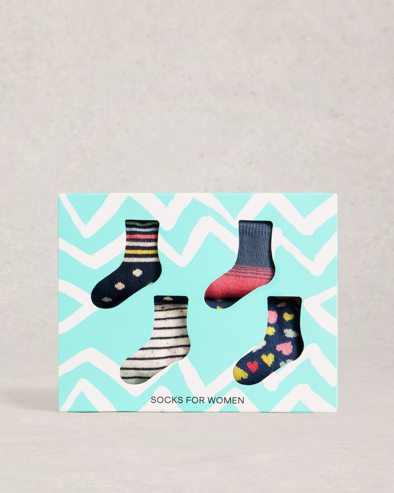 WHITE STUFF FEMME HEART STRIPE SOCKS