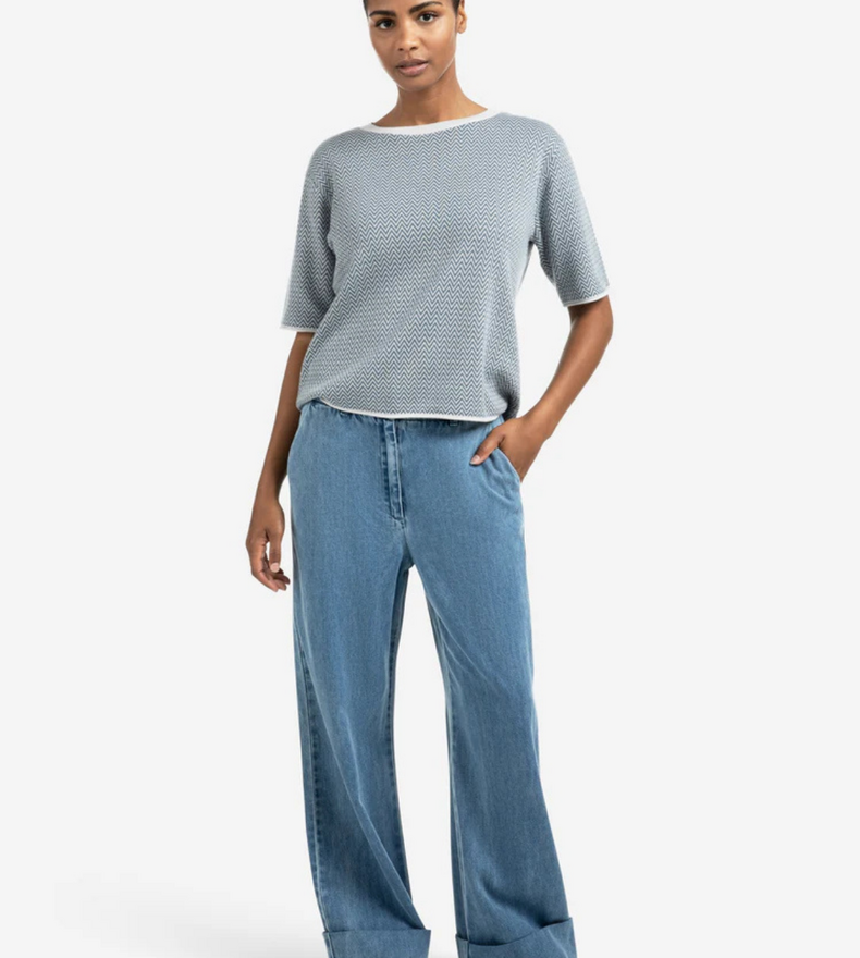 JACQUARD KNITTED T-SHIRT