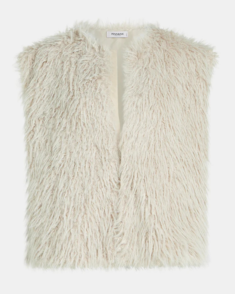 PENN & INK FAUX FUR WAISTCOAT
