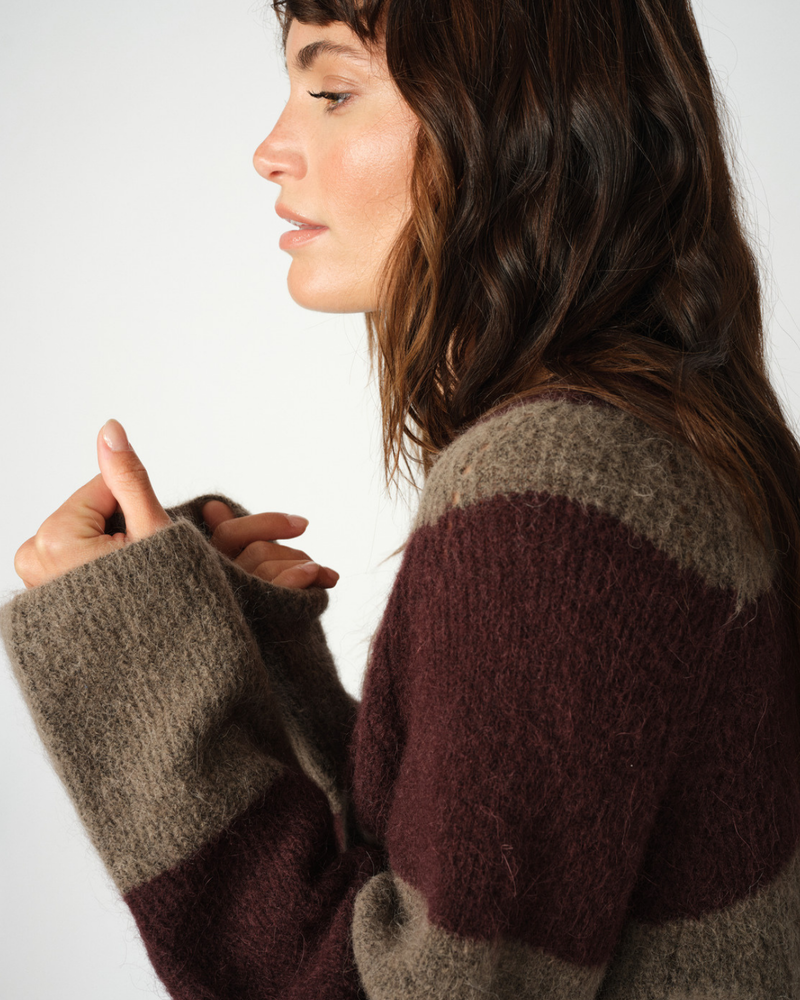 Mos Mosh MMTACI STRIPE LS V-NECK KNIT