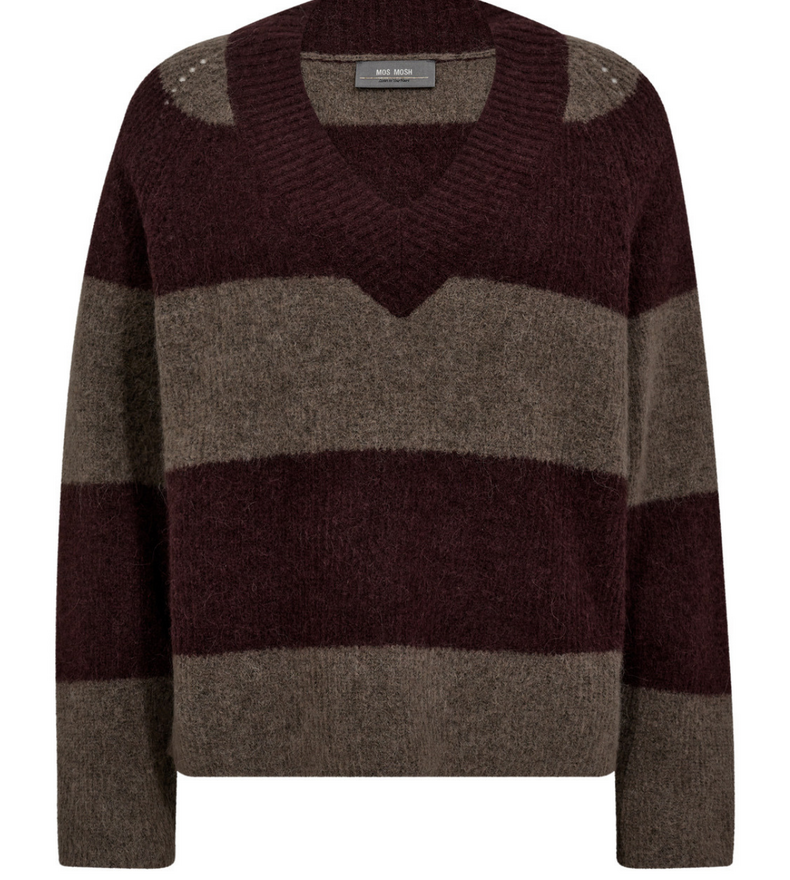 MMTACI STRIPE LS V-NECK KNIT