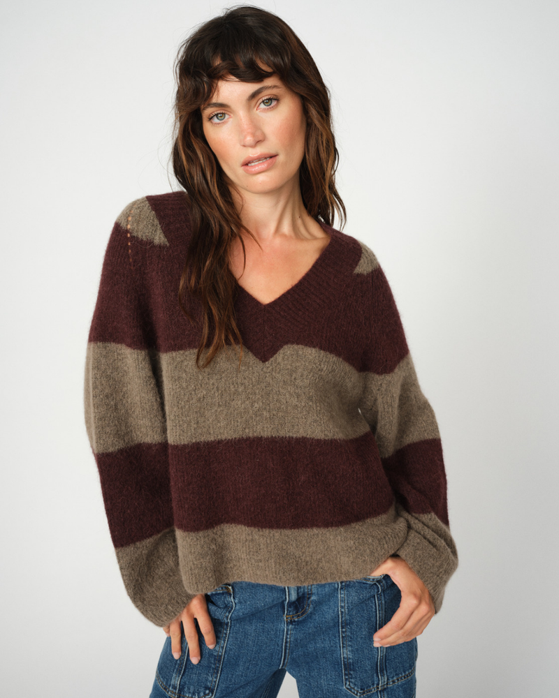 Mos Mosh MMTACI STRIPE LS V-NECK KNIT