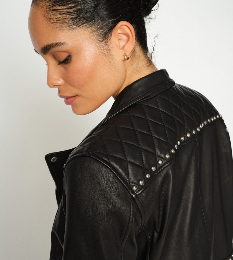 MMGOHA STUD LEATHER JACKET